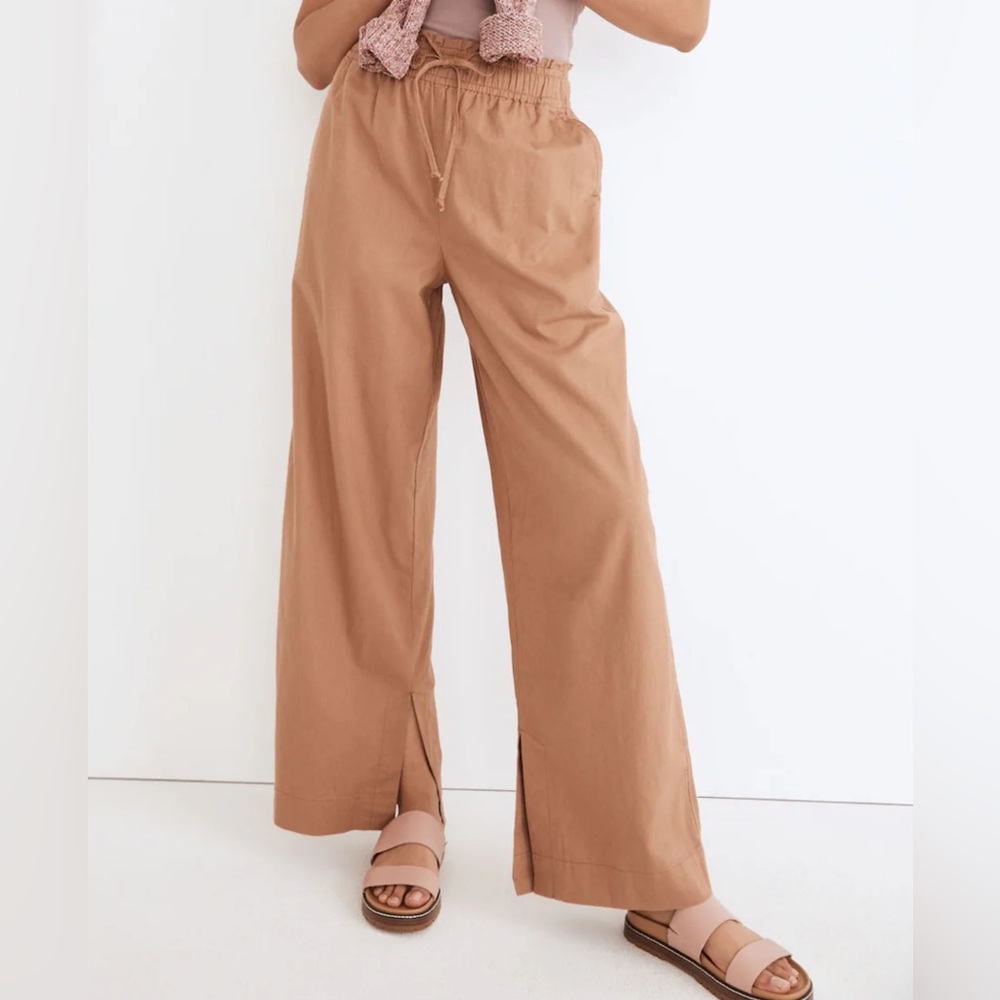 Madewell - NWT Women's Tan pull on high rise Wide- Leg Pants slip hem edition XS